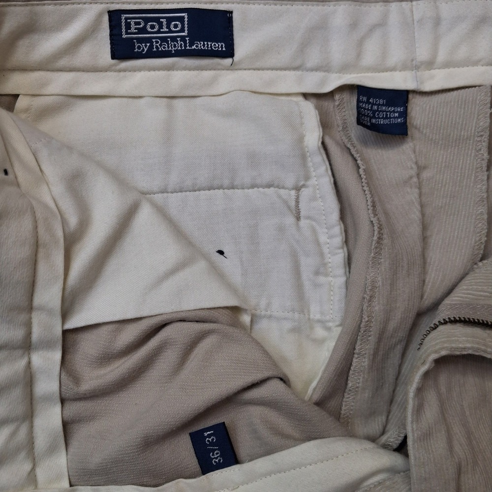Polo Ralph Lauren Siena Corduroy Pants Mens 36x31 Pleated Cuffed Cotton Preppy - Picture 10 of 16
